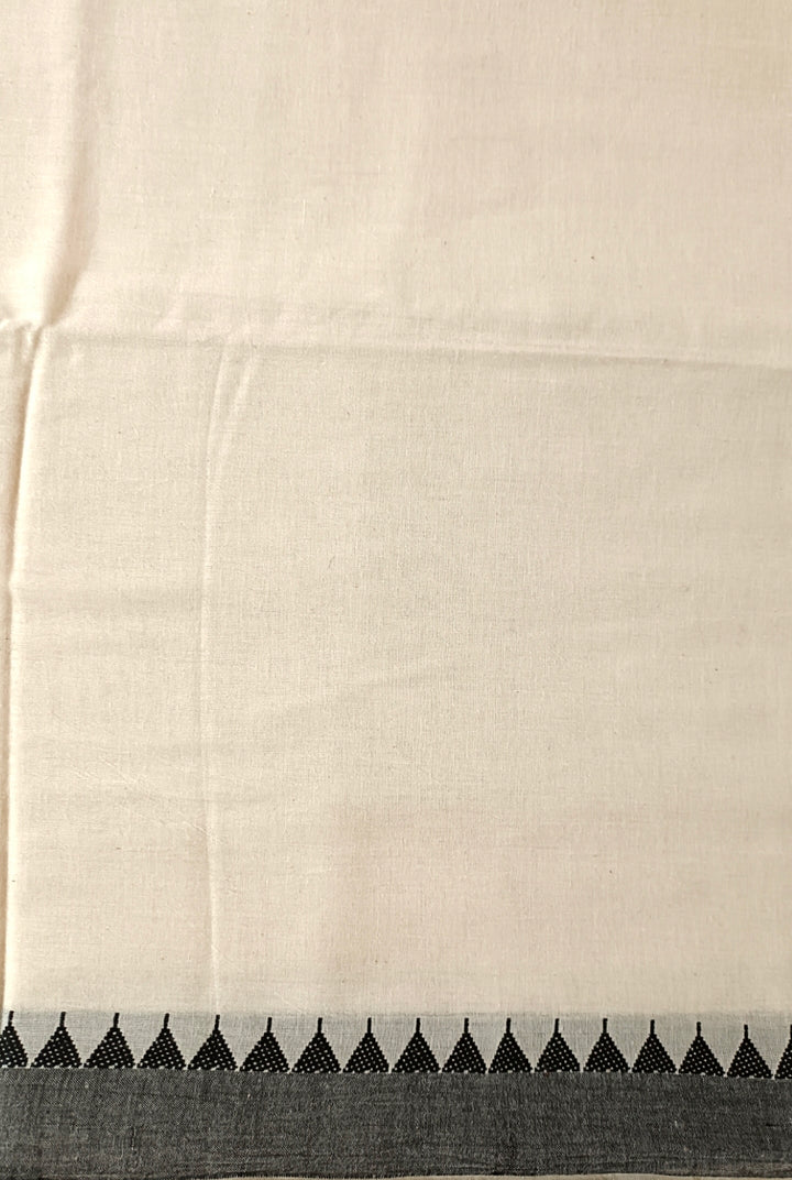 Off White & Black Soft Handloom Cotton Saree Balaram Saha