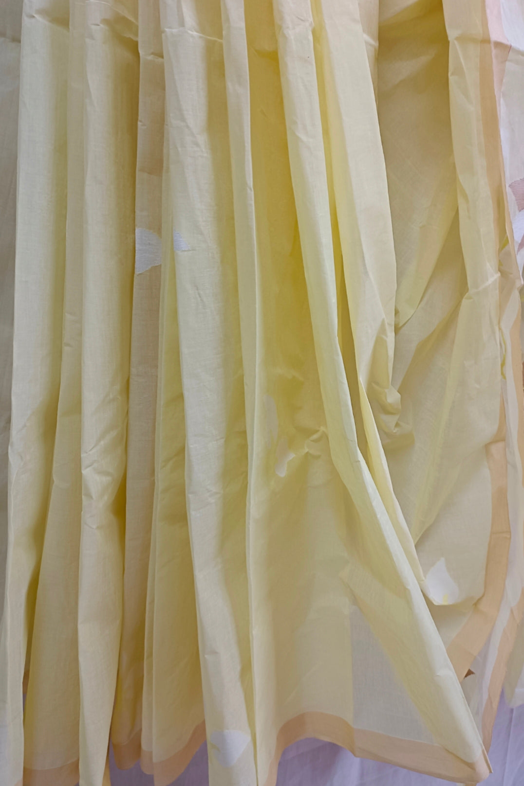 Light Yellow Handloom Traditional Cotton Dhakai Jamdani Saree Balaram Saha