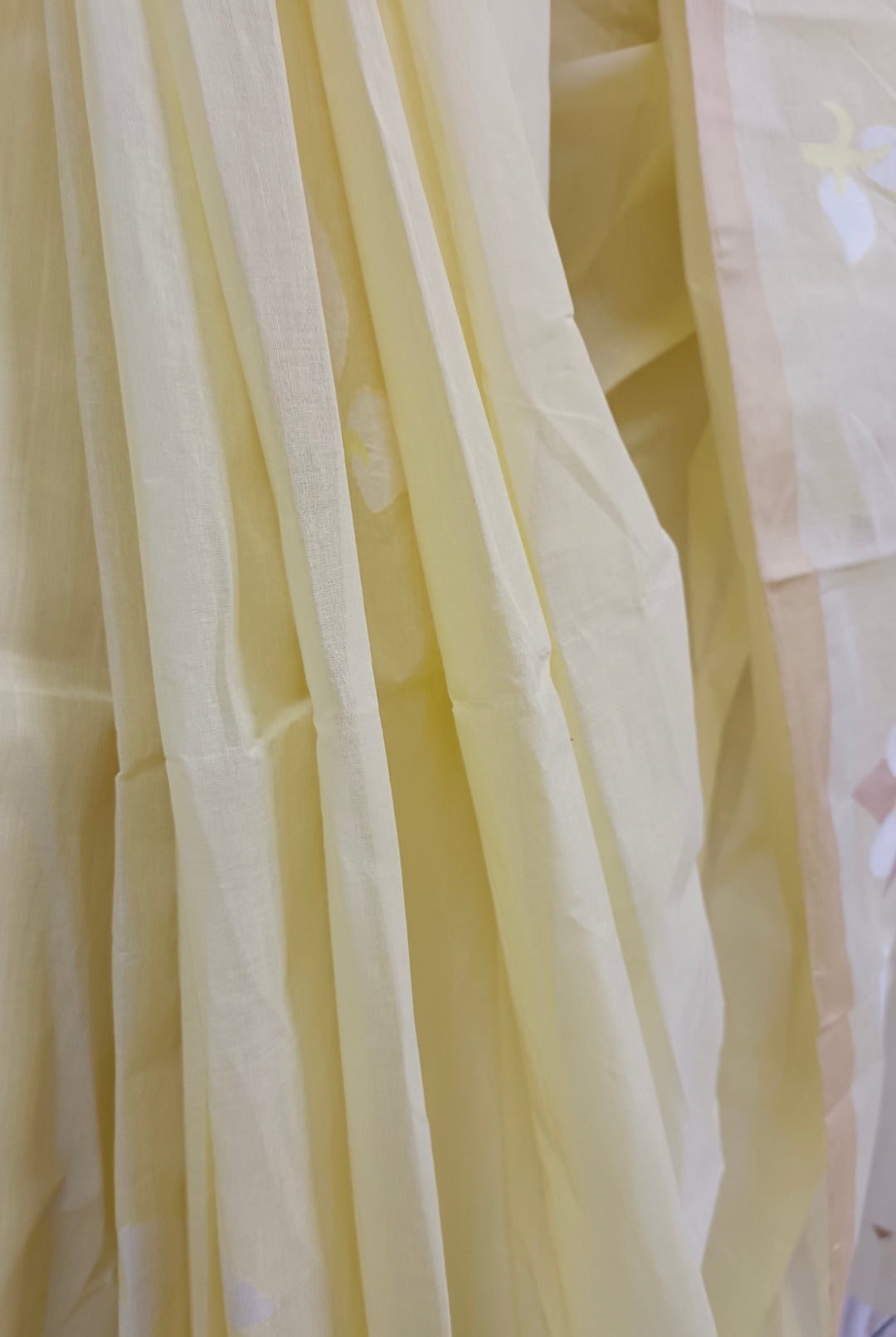 Light Yellow Handloom Traditional Cotton Dhakai Jamdani Saree Balaram Saha