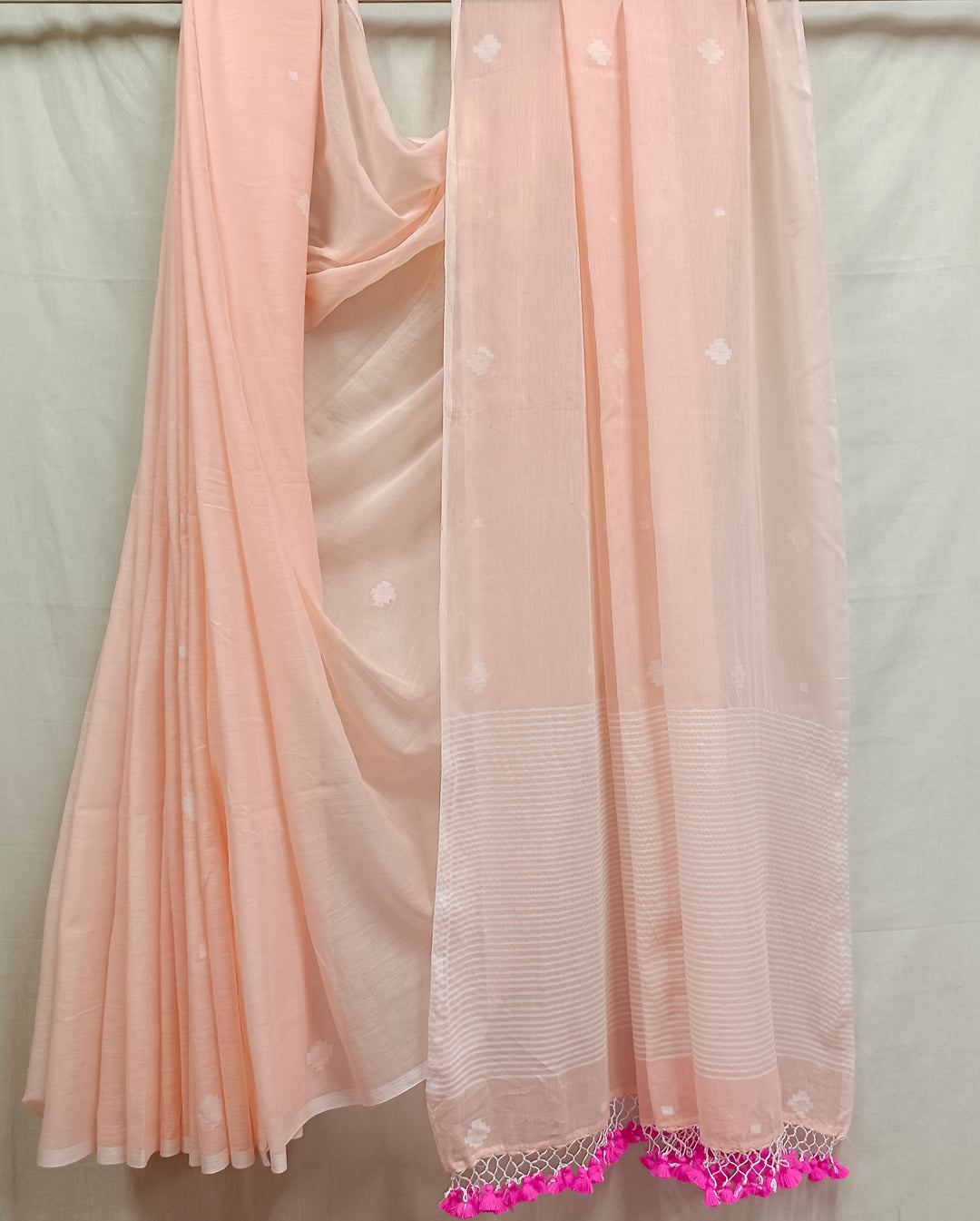 Red Handloom Soft Mul Cotton Dhakai saree Balaram Saha