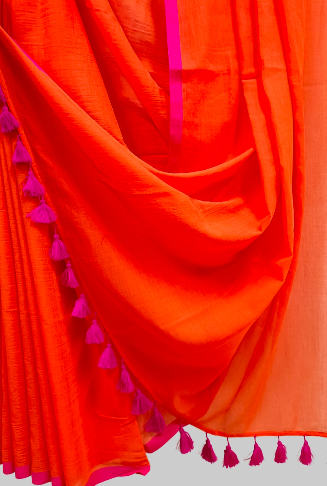 Orange & Purple Handloom Soft Mull Cotton Saree Balaram Saha