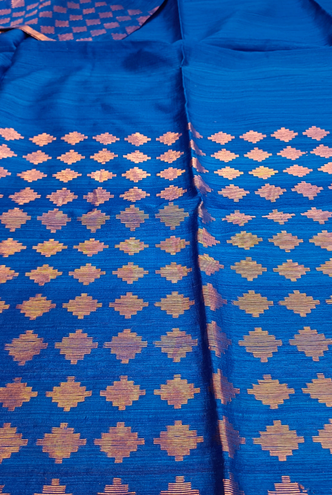 Royal Blue & Gold Handloom Matka Silk Jamdani Saree Balaram Saha