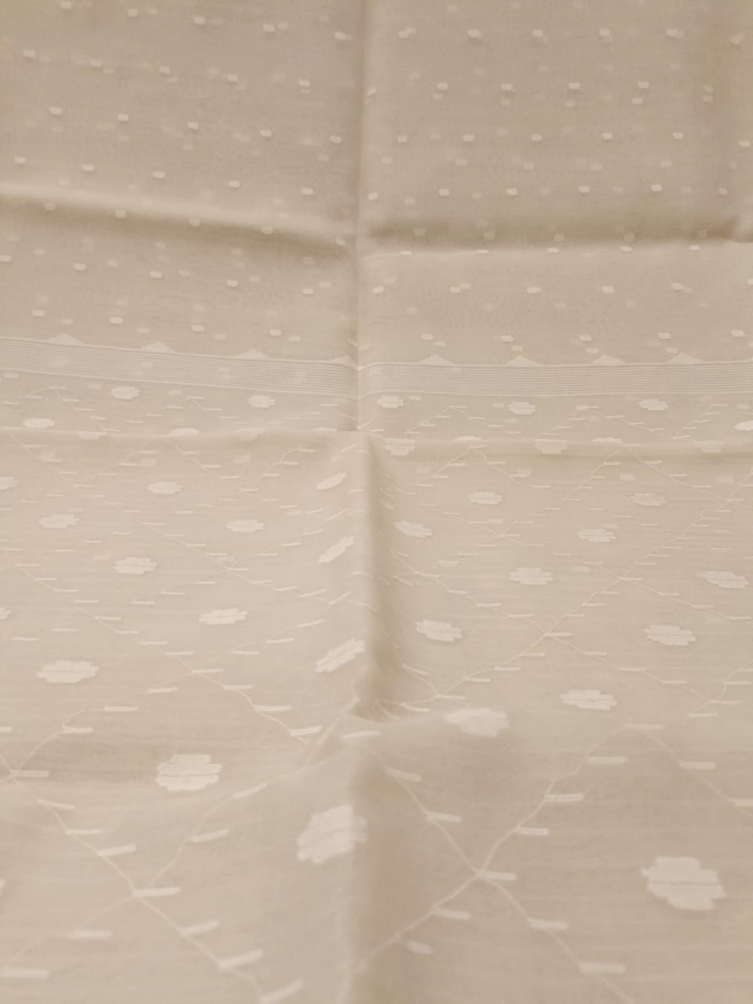 White on White handloom Muslin Silk handwoven Dhakai Jamdani saree Balaram Saha