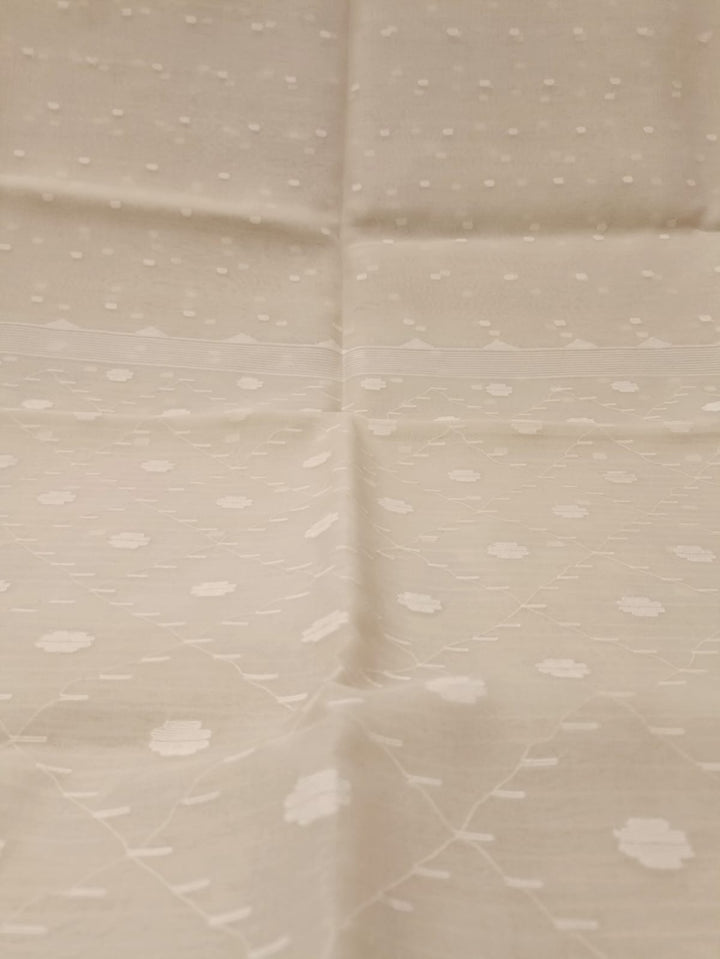 White on White handloom Muslin Silk handwoven Dhakai Jamdani saree Balaram Saha