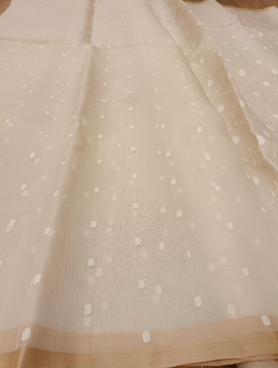 White on White handloom Muslin Silk handwoven Dhakai Jamdani saree Balaram Saha