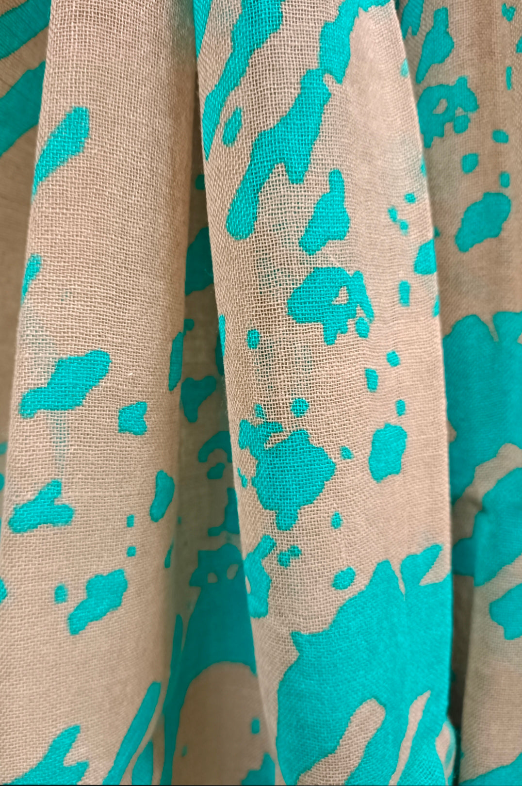 Beige & Blue Handloom soft Woolen Printed Stole Balaram Saha