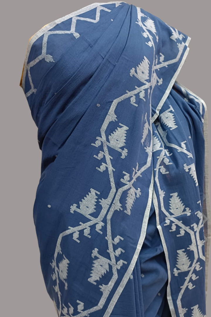 Handspun & handwoven Soft Muslin Cotton Jamdani saree Balaram Saha