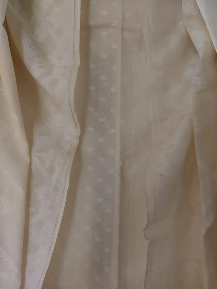White On White Soft Cotton Handloom Unstitched 2 Piece Dhakai Set Balaram Saha