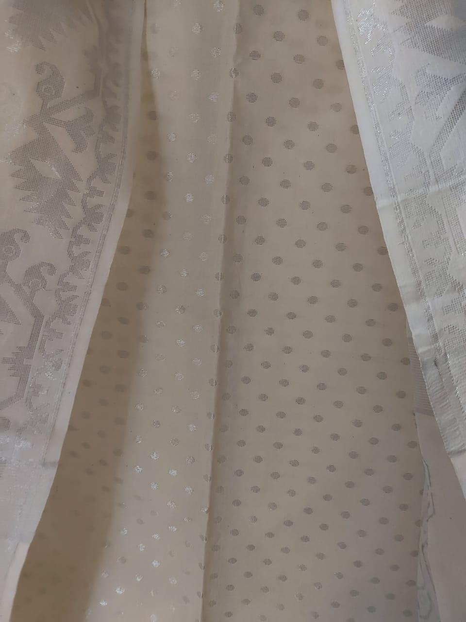 White & Silver Zari Soft Cotton Handloom Unstitched 2 Piece Balaram Saha