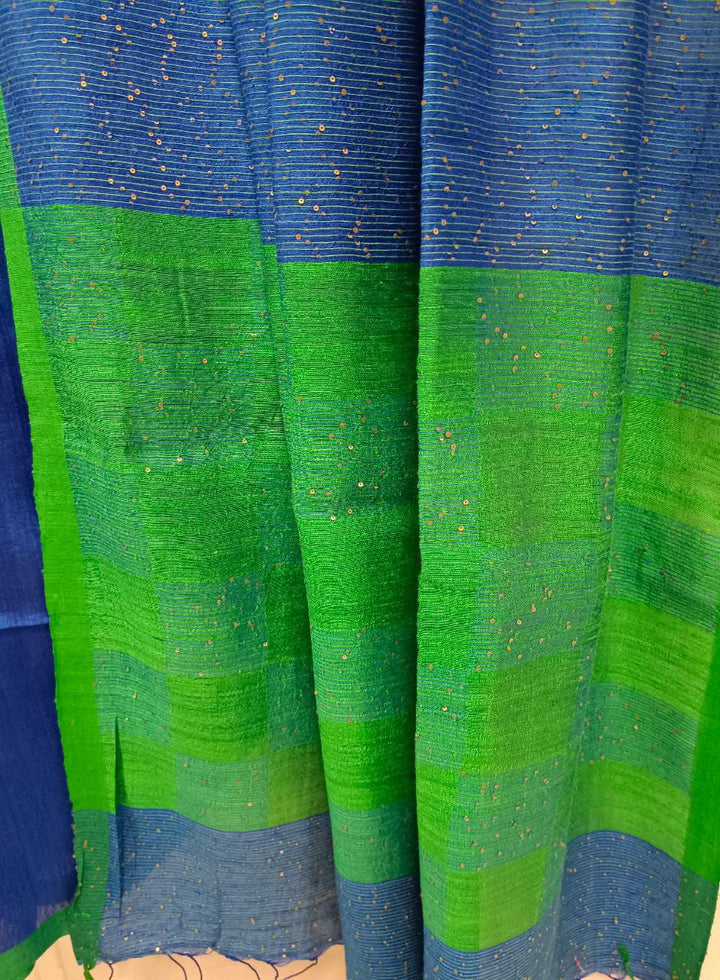 Blue & Green Matka silk saree Balaram Saha