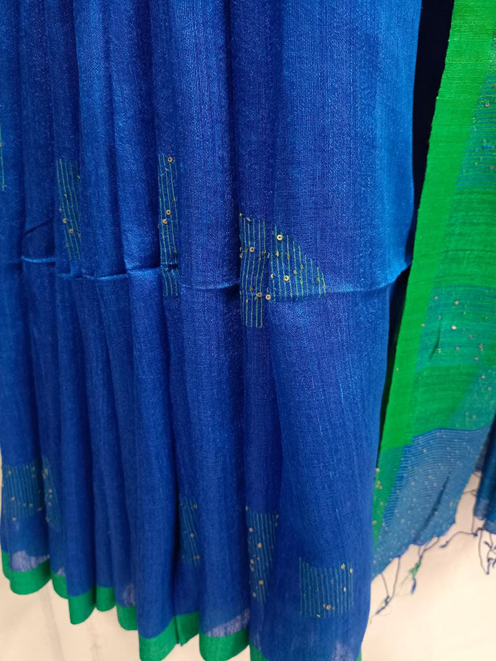 Blue & Green Matka silk saree Balaram Saha
