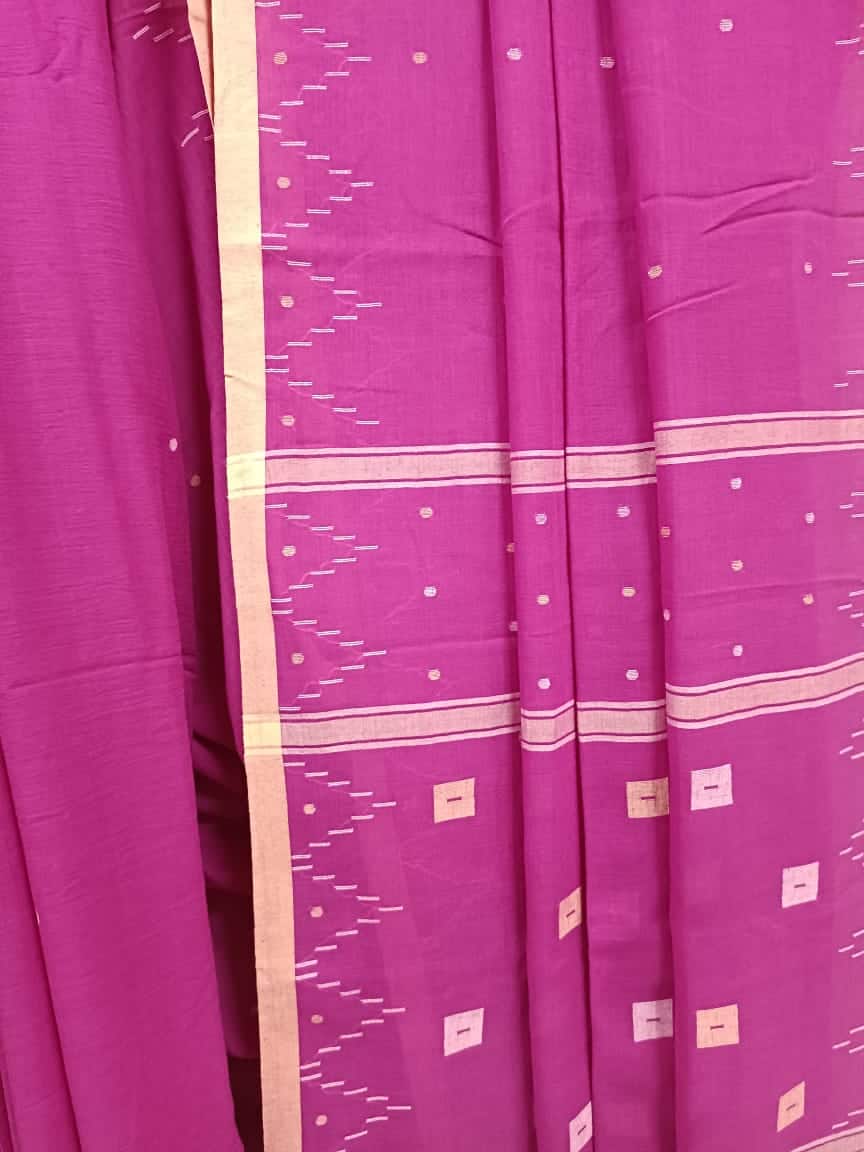 Balaram Saha Handloom Khadi Cotton Saree – Elegant Purple Drape for Timeless Style