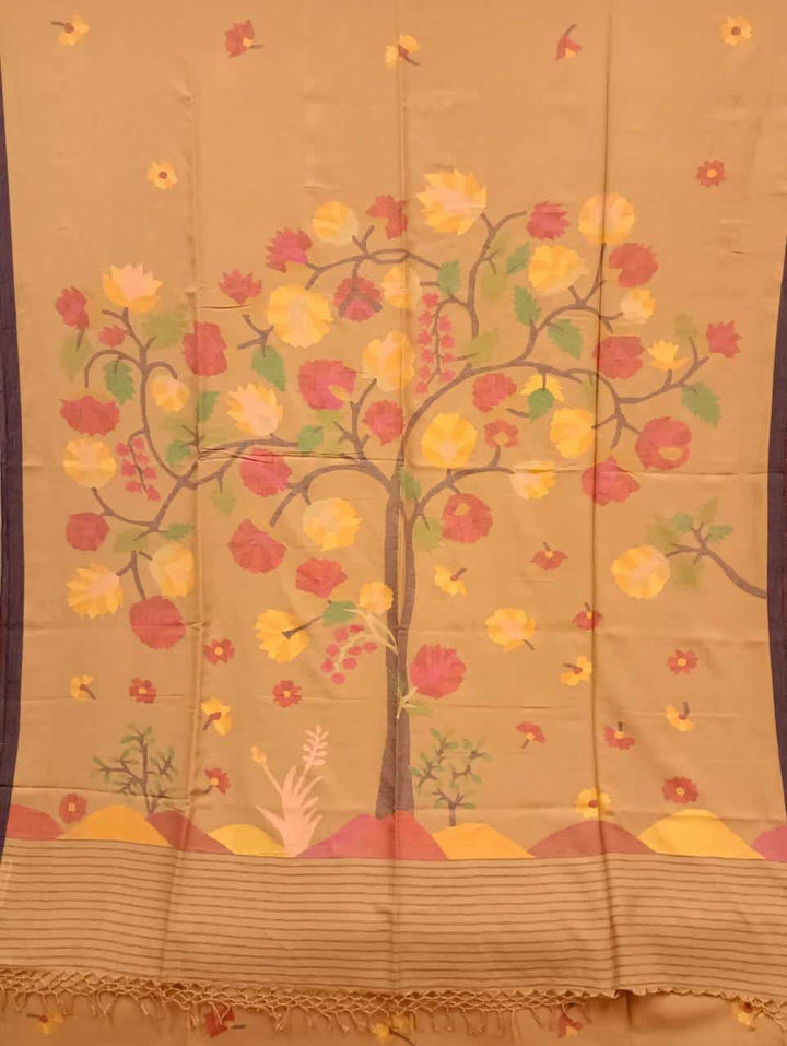 Handwoven Jamdani Sarees by Balaram Saha – Beige & Multicolored Cotton