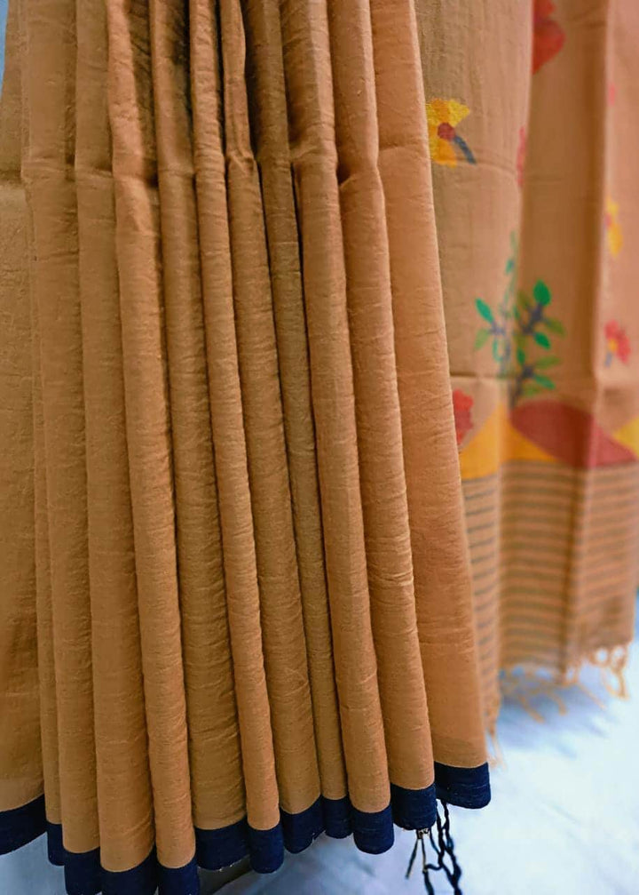 Handwoven Jamdani Sarees by Balaram Saha – Beige & Multicolored Cotton