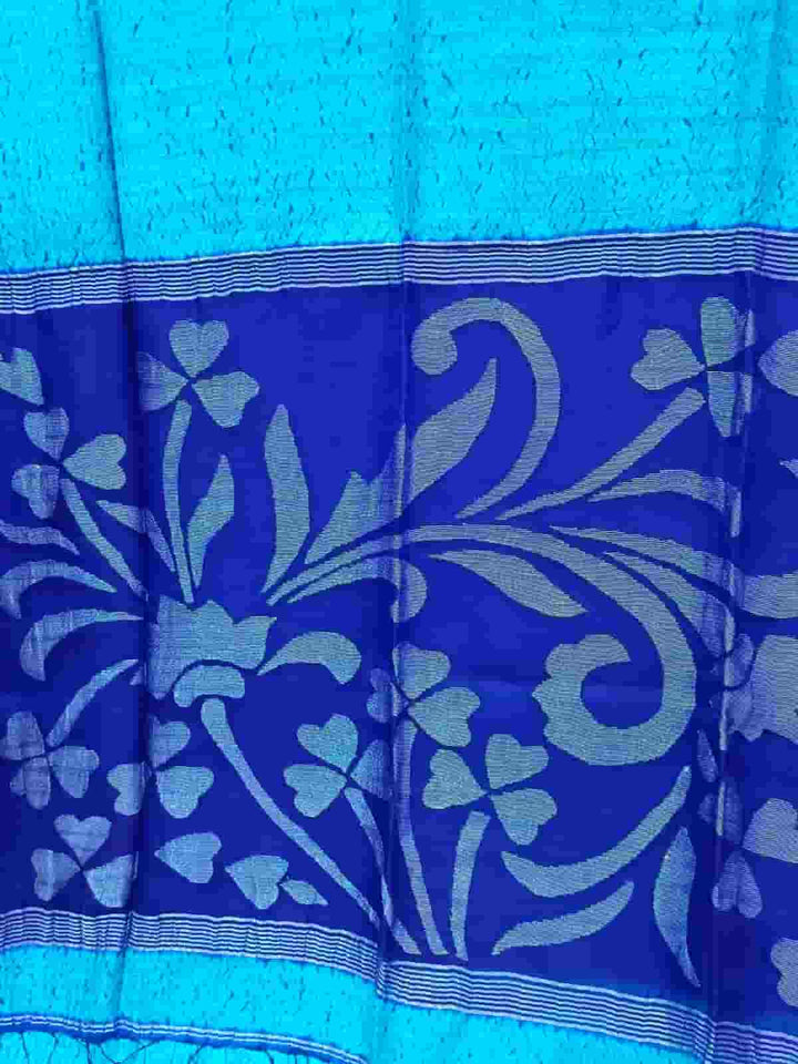 Light Blue & Deep Blue Matka/Muslin Silk Shibori (Tie & Dye) Saree Balaram Saha