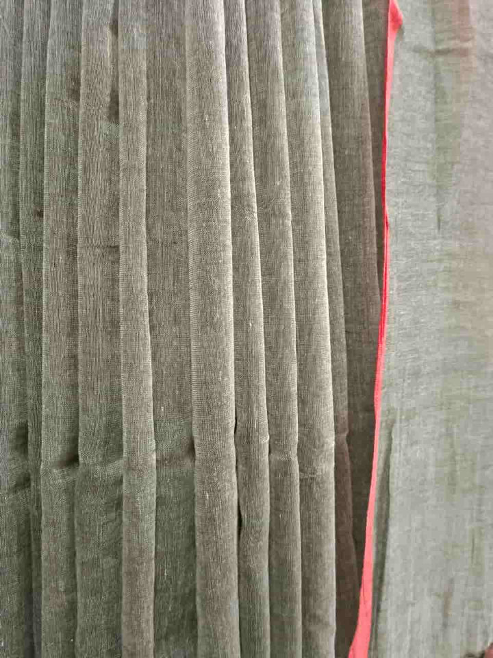 Gray & Red Handloom Soft Cotton Saree Balaram Saha