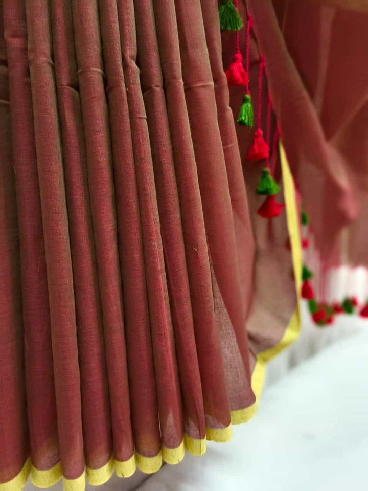 Rust Handloom Soft Cotton Saree Balaram Saha