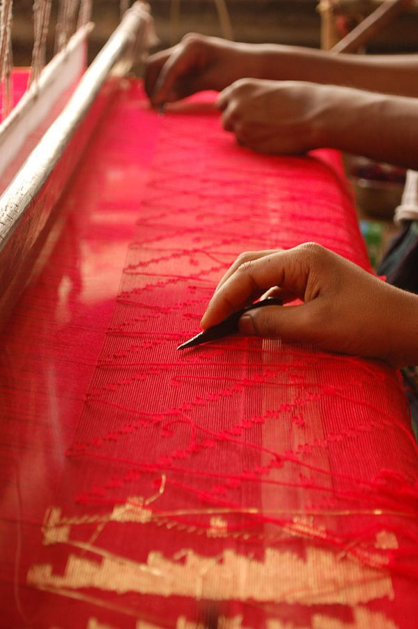 A Saree That Speaks in Gold: The Royal  Allure of Red & Gold Matka Silk by  Balaram Saha