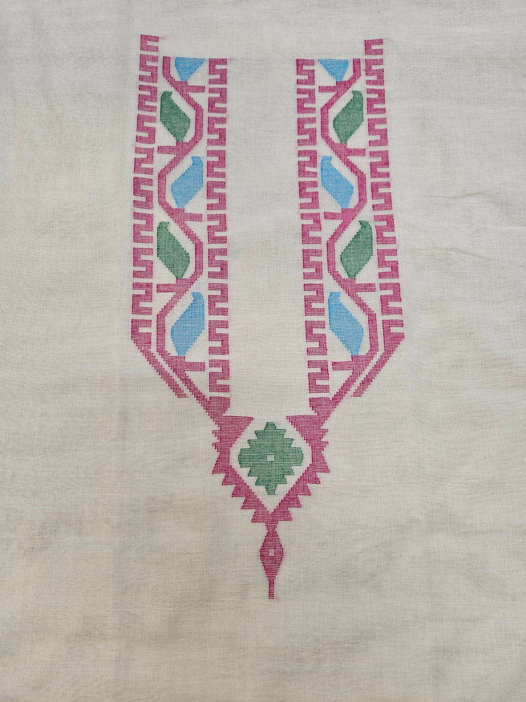 Balaram Saha's Blue & White Cotton Jamdani Kurta: Unisex Style Balaram Saha