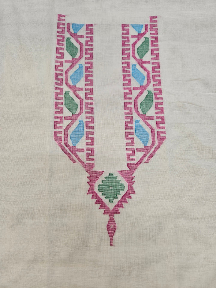 Balaram Saha's Blue & White Cotton Jamdani Kurta: Unisex Style Balaram Saha
