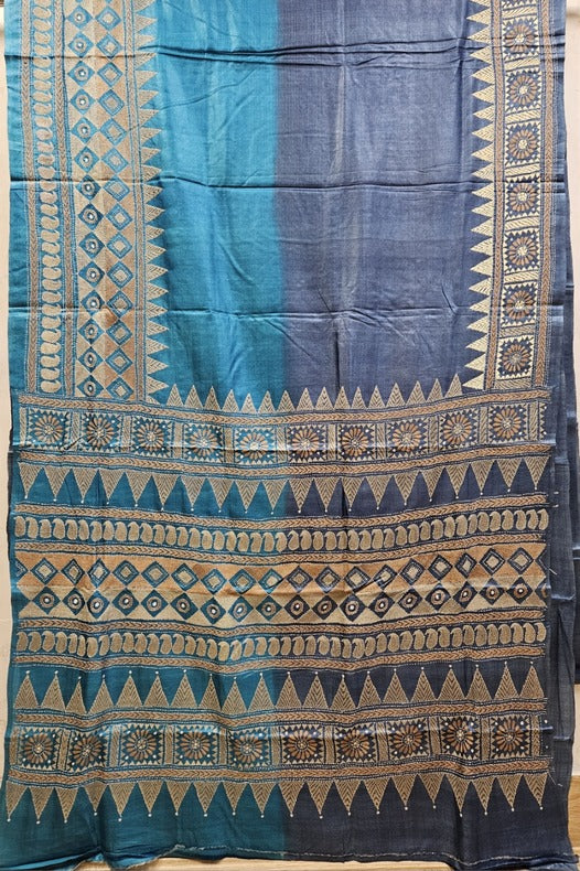 Natural shade Tussar Silk Kantha saree Balaram Saha