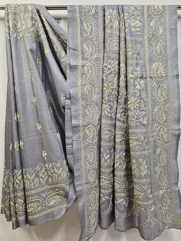 Sustainable Luxury: Handloom Gachhi Tussar Silk Kantha Stitch by Balaram Saha Balaram Saha