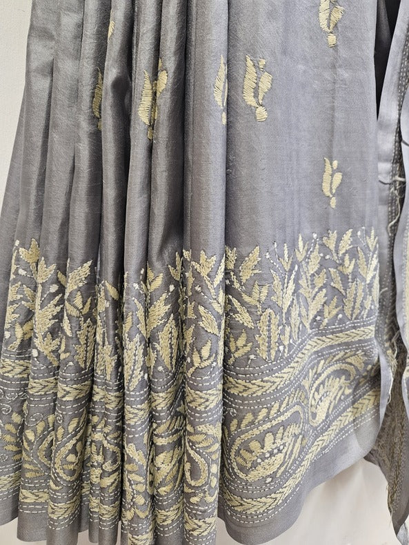 Sustainable Luxury: Handloom Gachhi Tussar Silk Kantha Stitch by Balaram Saha Balaram Saha