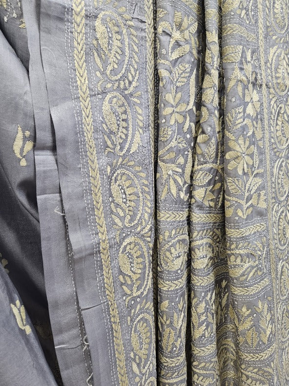 Sustainable Luxury: Handloom Gachhi Tussar Silk Kantha Stitch by Balaram Saha Balaram Saha