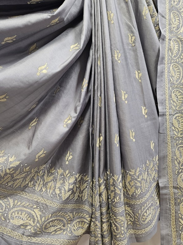 Sustainable Luxury: Handloom Gachhi Tussar Silk Kantha Stitch by Balaram Saha Balaram Saha