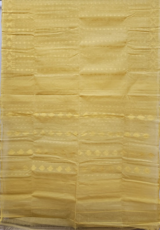 Balaram Saha: Sunshine in Every Thread - Light Yellow Handwoven Cotton Jamdani Saree Balaram Saha