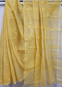 Balaram Saha: Sunshine in Every Thread - Light Yellow Handwoven Cotton Jamdani Saree Balaram Saha