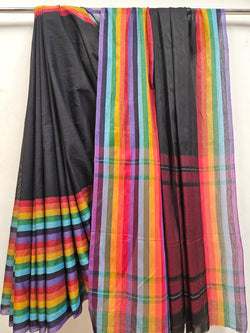 Whit & Multicolor Handloom Dhonekali Soft Cotton Saree Balaram Saha