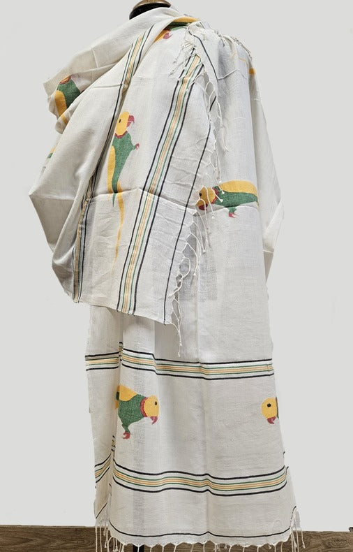 Handloom Handspun Handwoven Cotton Jamdani Dupatta Balaram Saha