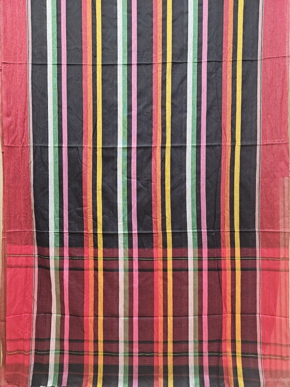 BLACK & RED HANDLOOM DHONEKALI COTTON SAREE Balaram Saha