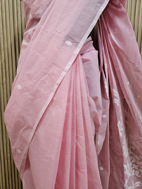 Woven Fairytale in Pink: The Handwoven Jamdani Saree for Summer By Balaram Saha - Balaram Saha