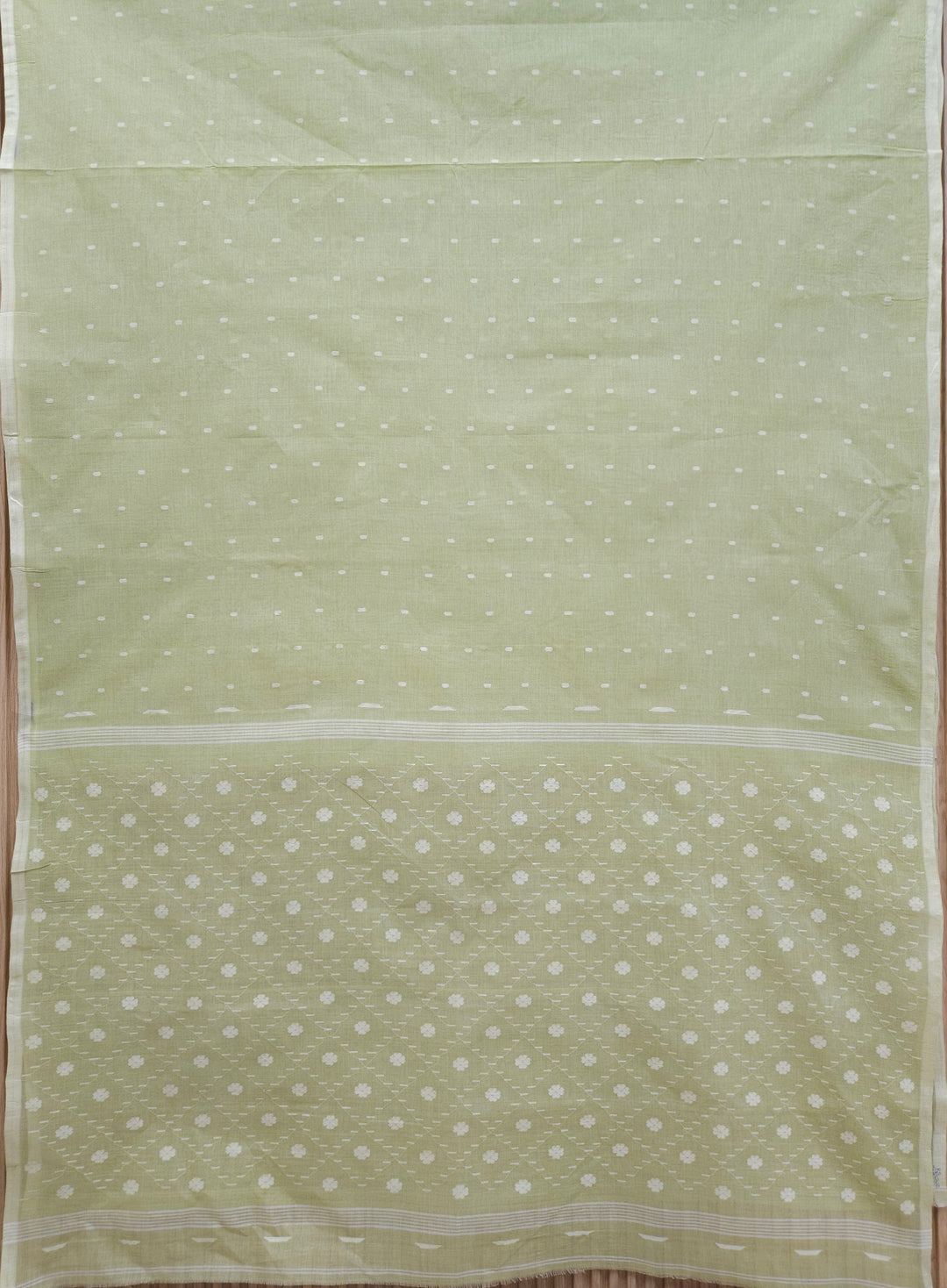 Light Green Handloom Traditional Cotton Jamdani Saree - Balaram Saha