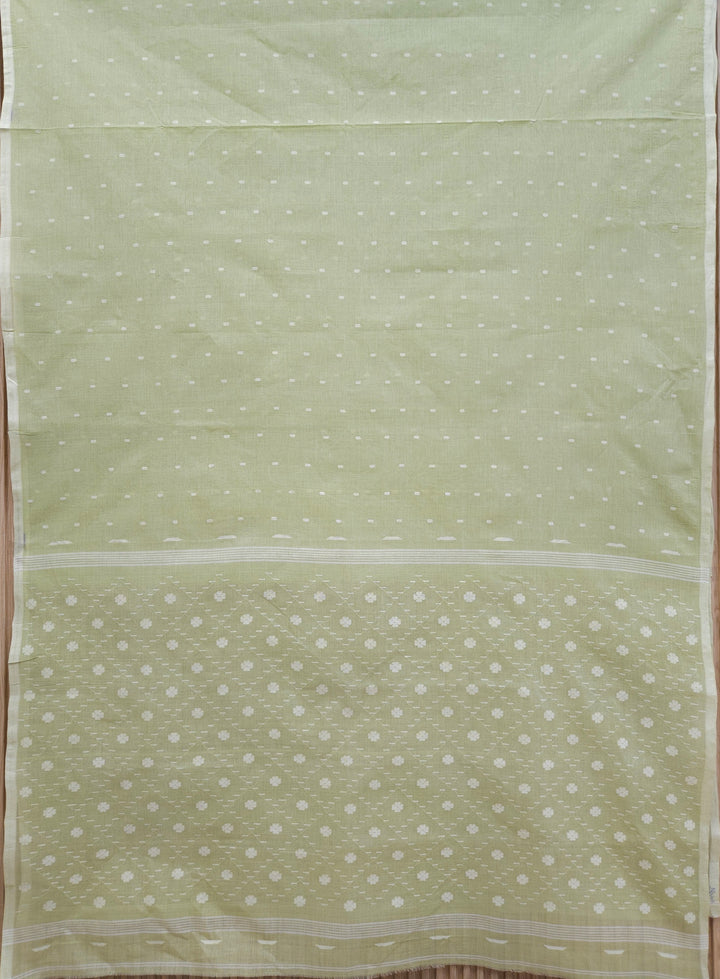 Light Green Handloom Traditional Cotton Jamdani Saree - Balaram Saha