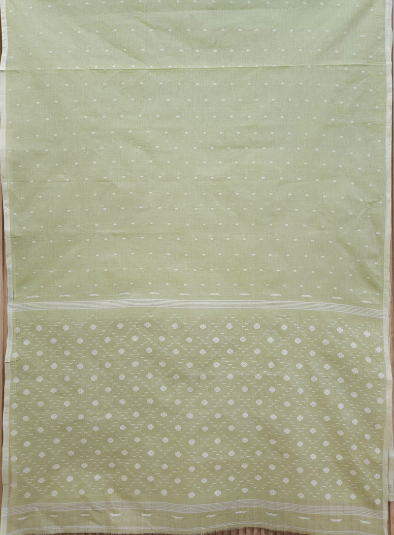 Light Green Handloom Traditional Cotton Jamdani Saree