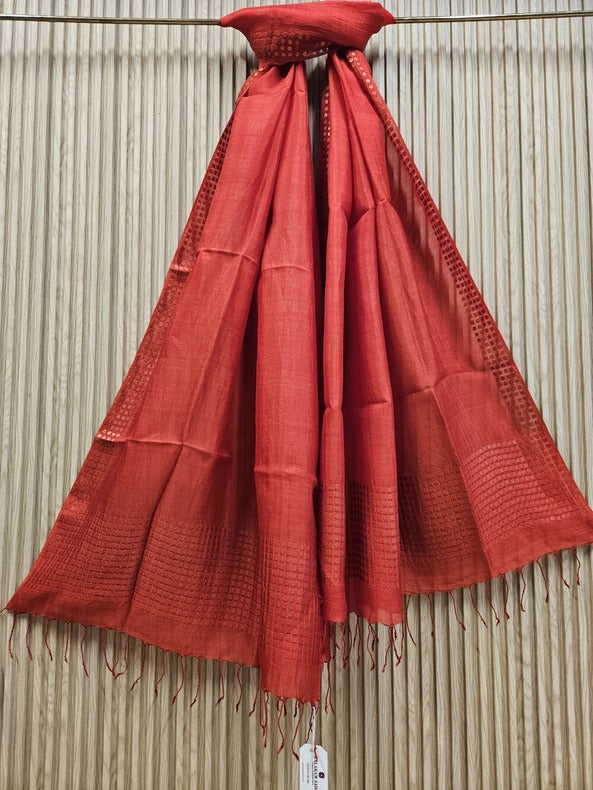 Red & Orange handloom Matka silk Dupatta Balaram Saha