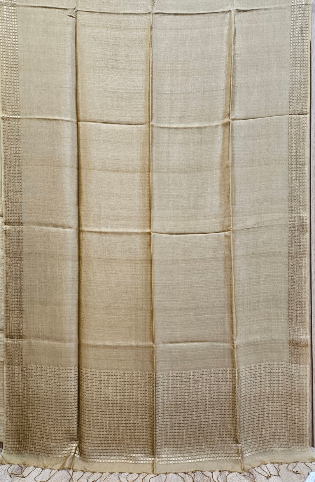 Beige Premium Handloom Pure Silk Saree with Sequin Woven Balaram Saha