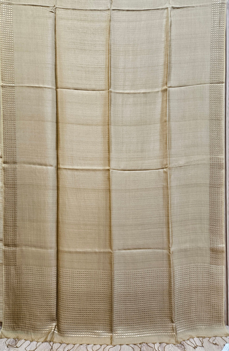 Beige Premium Handloom Pure Silk Saree with Sequin Woven Balaram Saha