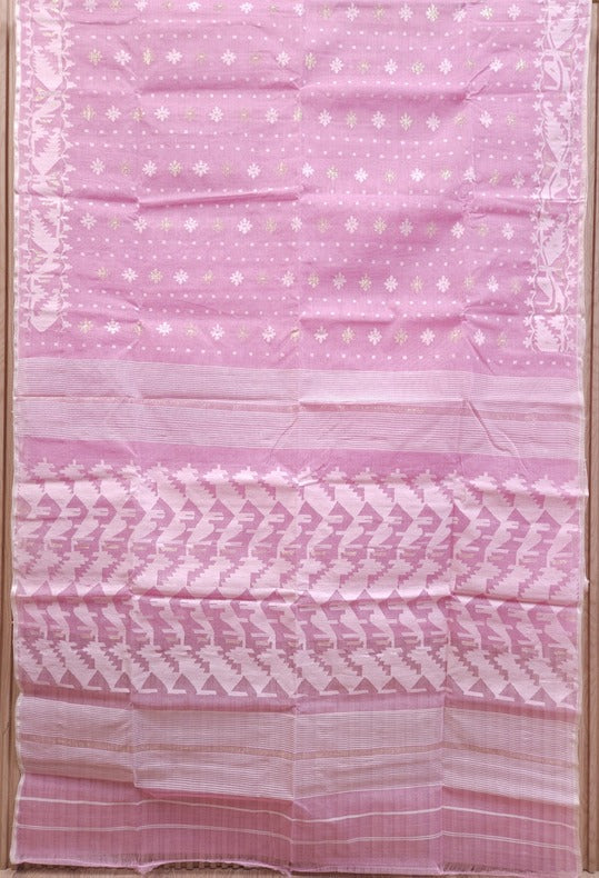 Must-Have Summer Saree: Balaram Saha's Pink & White Dhakai Jamdani Saree Balaram Saha