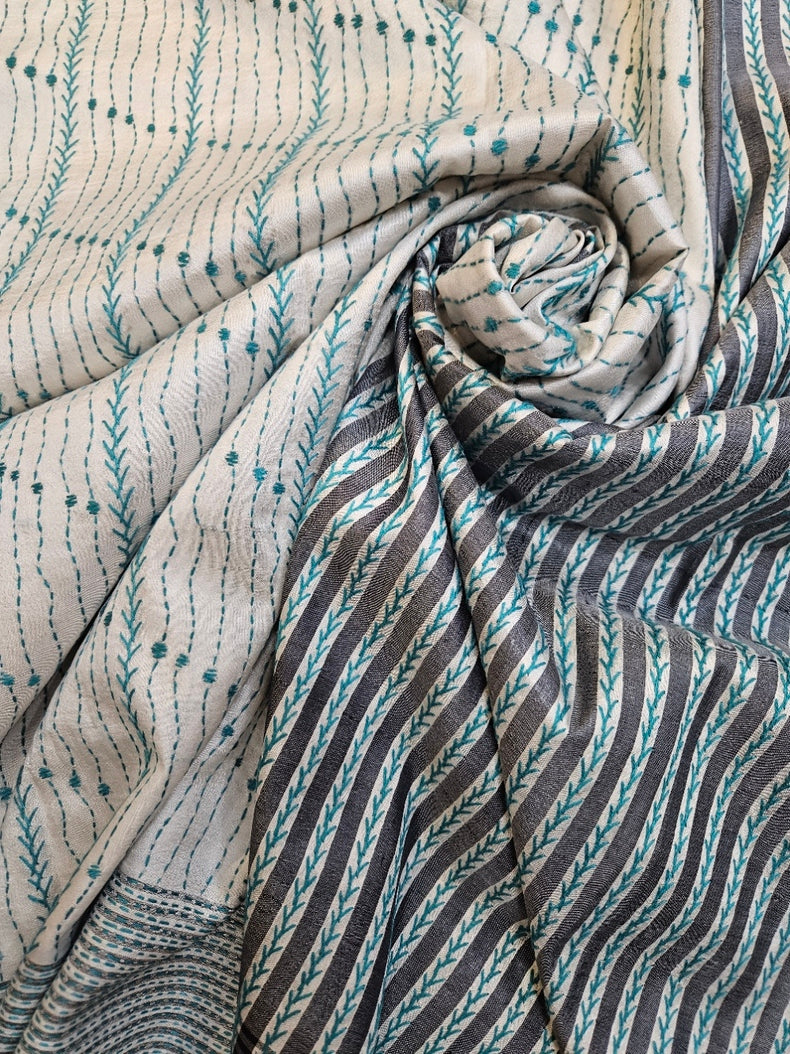 Durga Puja Special: Dhak Dhunochi Handstitch Kantha Silk Saree for Festive Elegance Balaram Saha