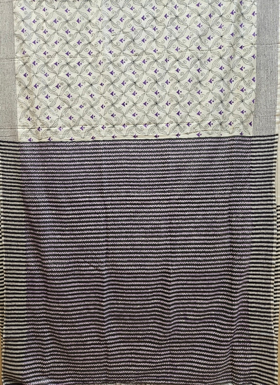 Natural Shade on Multicolor Handstitch Kantha Silk Saree by Balaram Saha Balaram Saha