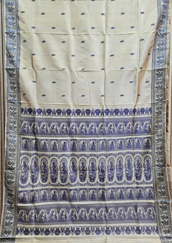 Beige & Brown Handloom Pure Katan Silk Baluchuri Saree Balaram Saha