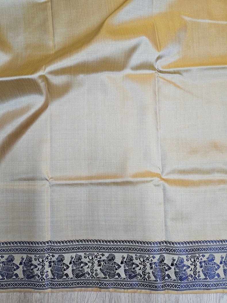 Beige & Brown Handloom Pure Katan Silk Baluchuri Saree Balaram Saha