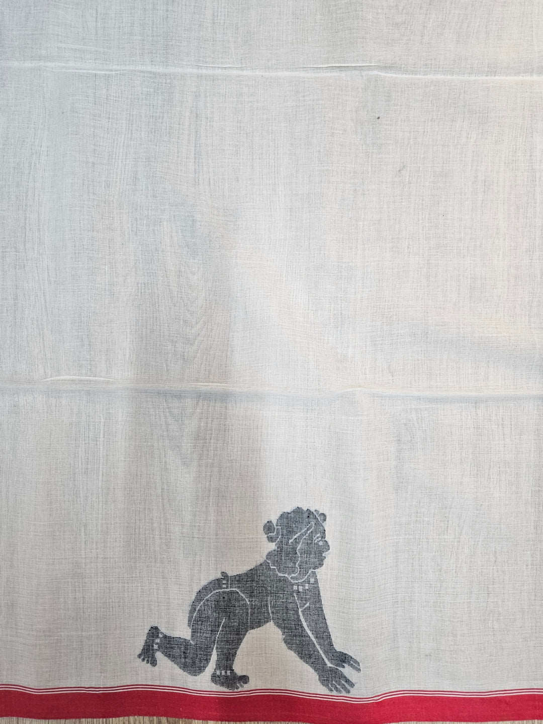 Handspun Cotton Jamdani Saree in White & Black with Sahaj Path History Weave