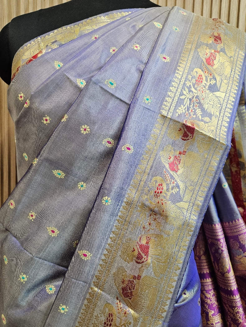Revival Silk Baluchuri Saree – Pure Bishnupuri Katan Silk in Light Mauve Balaram Saha