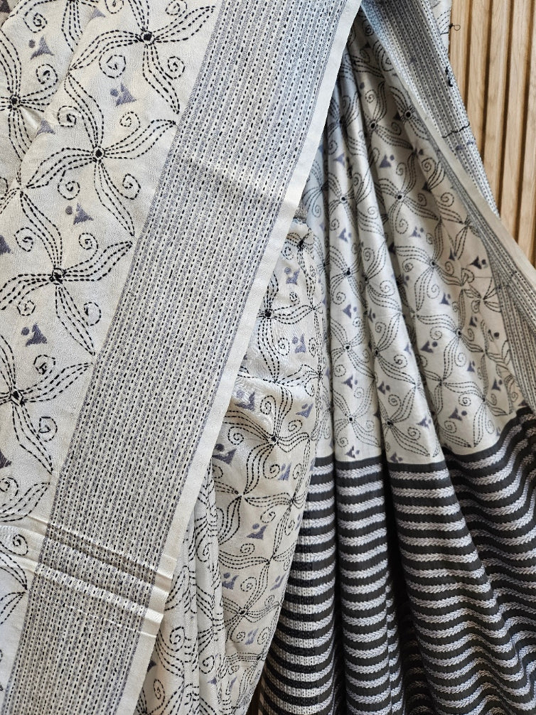 Discover the Timeless Elegance of this Exquisite  Kantha Silk Saree Balaram Saha