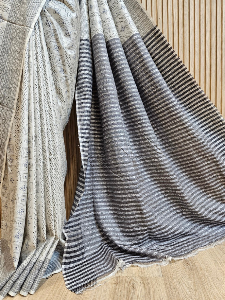 White Discover the Timeless Elegance of This Exquisite Kantha Silk Saree Balaram Saha